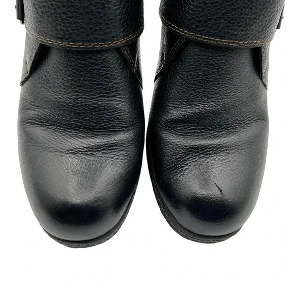 BOC Born Concept Womens10 Brown Pebbled Leather Double Buckle Heeled Zip Bootie - Picture 5 of 16